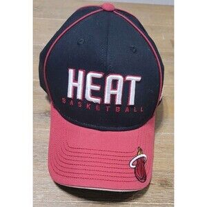 Miami Heat Adidas Hat Black Red Stripes NBA Adjustable Cap Basketball Brim Logo